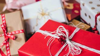 gifts wrapped in holiday paper