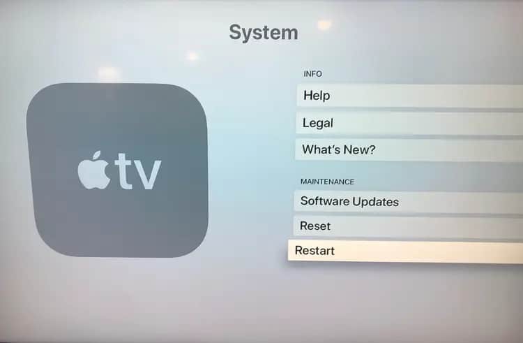 Restart Apple TV