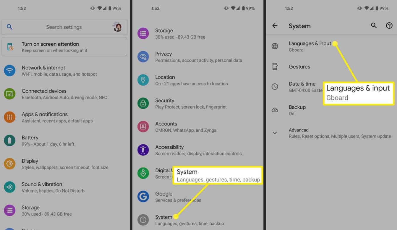 Resetting language settings on an Android phone or tablet