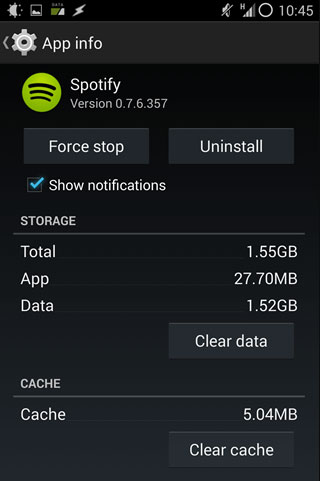 Clear Cache For Spotify