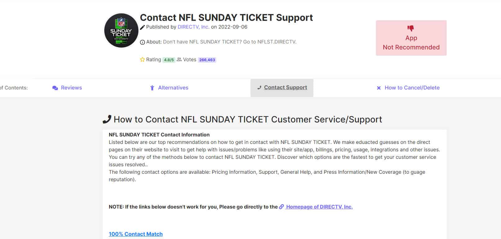 Contact the Sunday Ticket Support Team