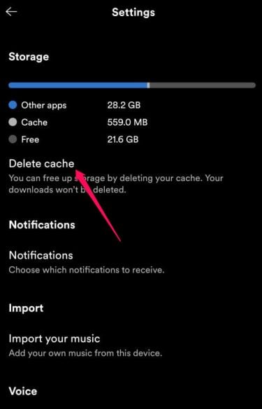 Delete Cache Spotify