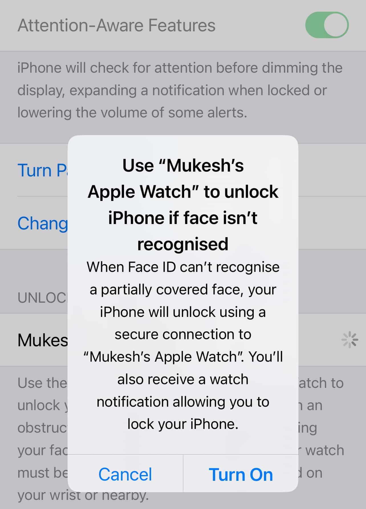 Apple Watch Unlock Feature on iPhone