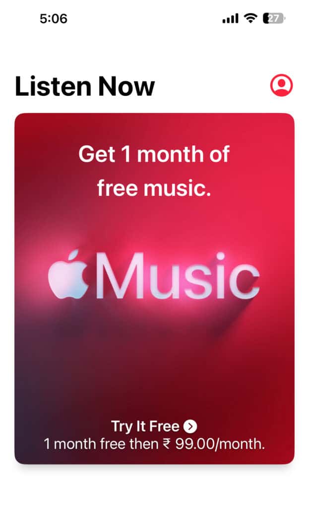 Free Apple Music Trial Subscription