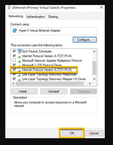 Disable IPv6 Protocol