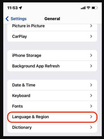 Resetting language settings on an iPhone or iPad: