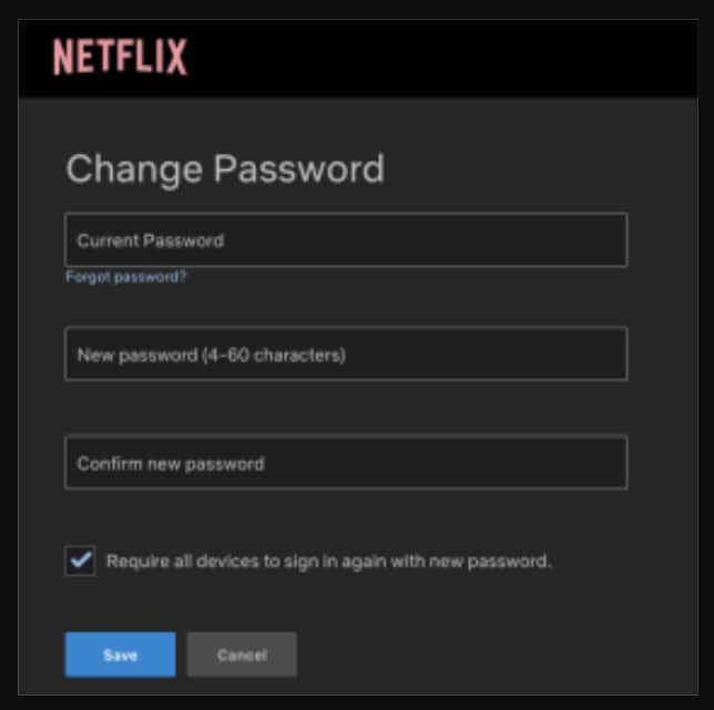 Change Password of Your Netflix Account