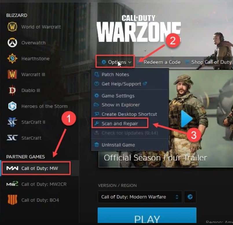 Scan and Repair with Battle.net Desktop Client 