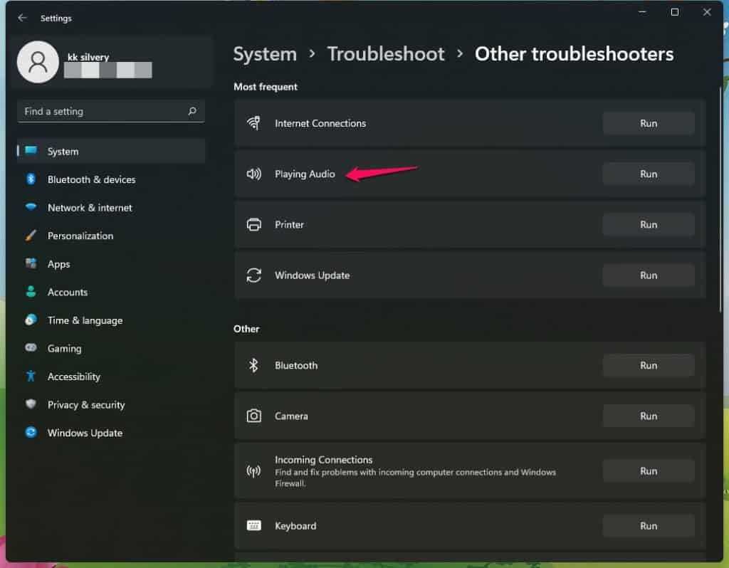 Run Audio Troubleshooter