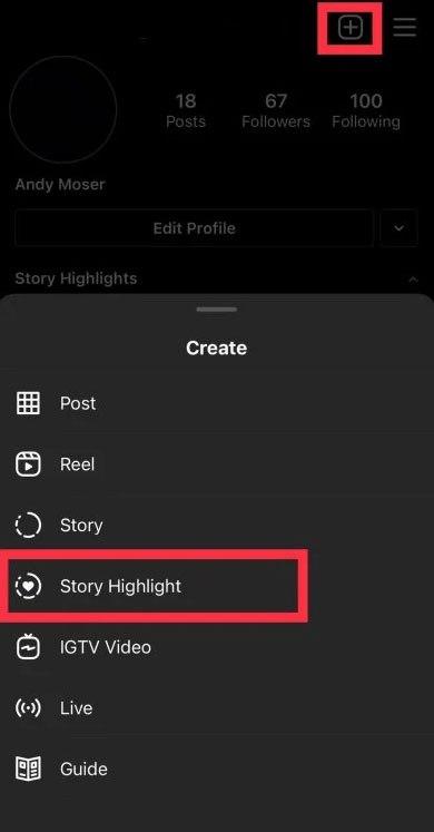 How to create a highlights on Instagram