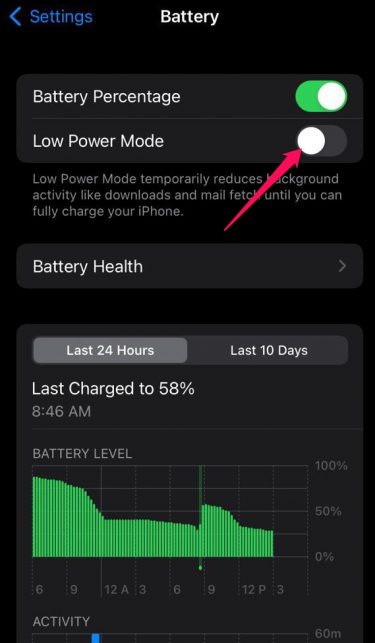 Turn off Low power Mode