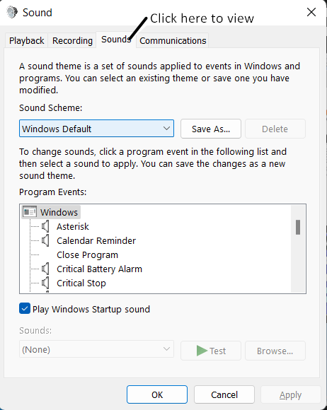 Change the settings using Change system sounds - 5