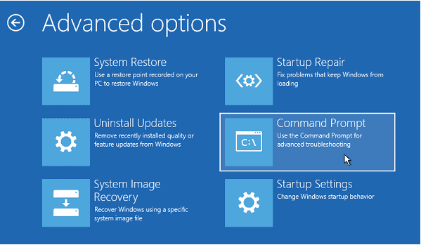 Command Prompt Advanced Strartup