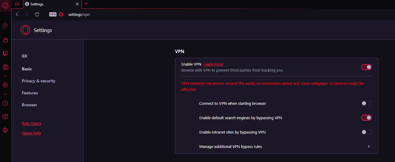 How to Enable Free VPN on Opera GX Browser