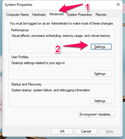 Set Default Performance Settings (2)