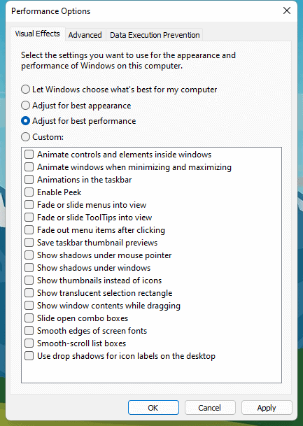 Set Default Performance Settings (3)