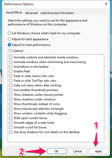 Set Default Performance Settings (5)