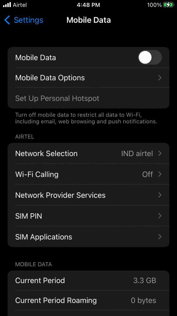 Switch to Mobile Data