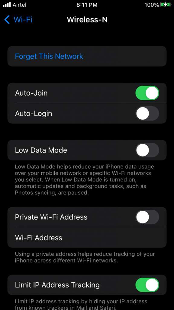 Turn on Private Address of Wi-Fi Network (4)