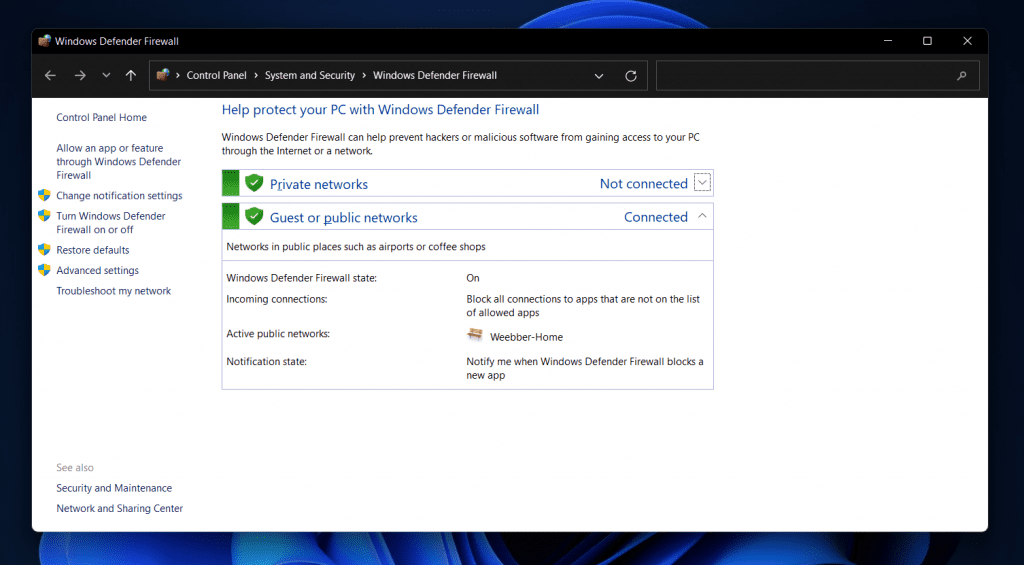 Windows Defender Firewall