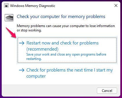 Windows Memory Diagnostic Tool